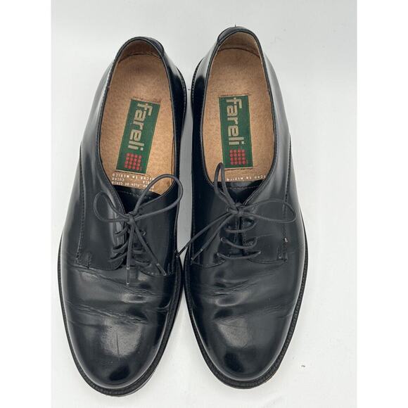 Men’s Fareli Black Leather Oxford Dress Shoes Classic Cap Toe Sz 9-9.5 main image 6